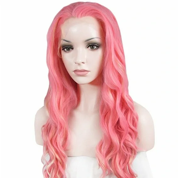 22” Pink Body Wavy LaceFront Wig NEW